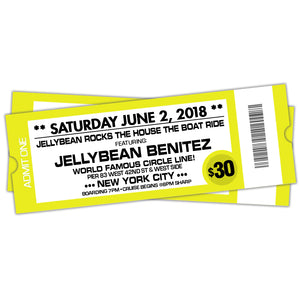 Saturday June 2nd ~ Jellybean Rocks the House ~ The Boat Ride in #NYC ~ Early Bird tickets Now on sale