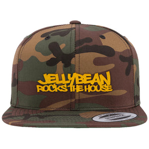 Jellybean Rocks The House Baseball Cap - Camouflage with Neon Orange Embroidery