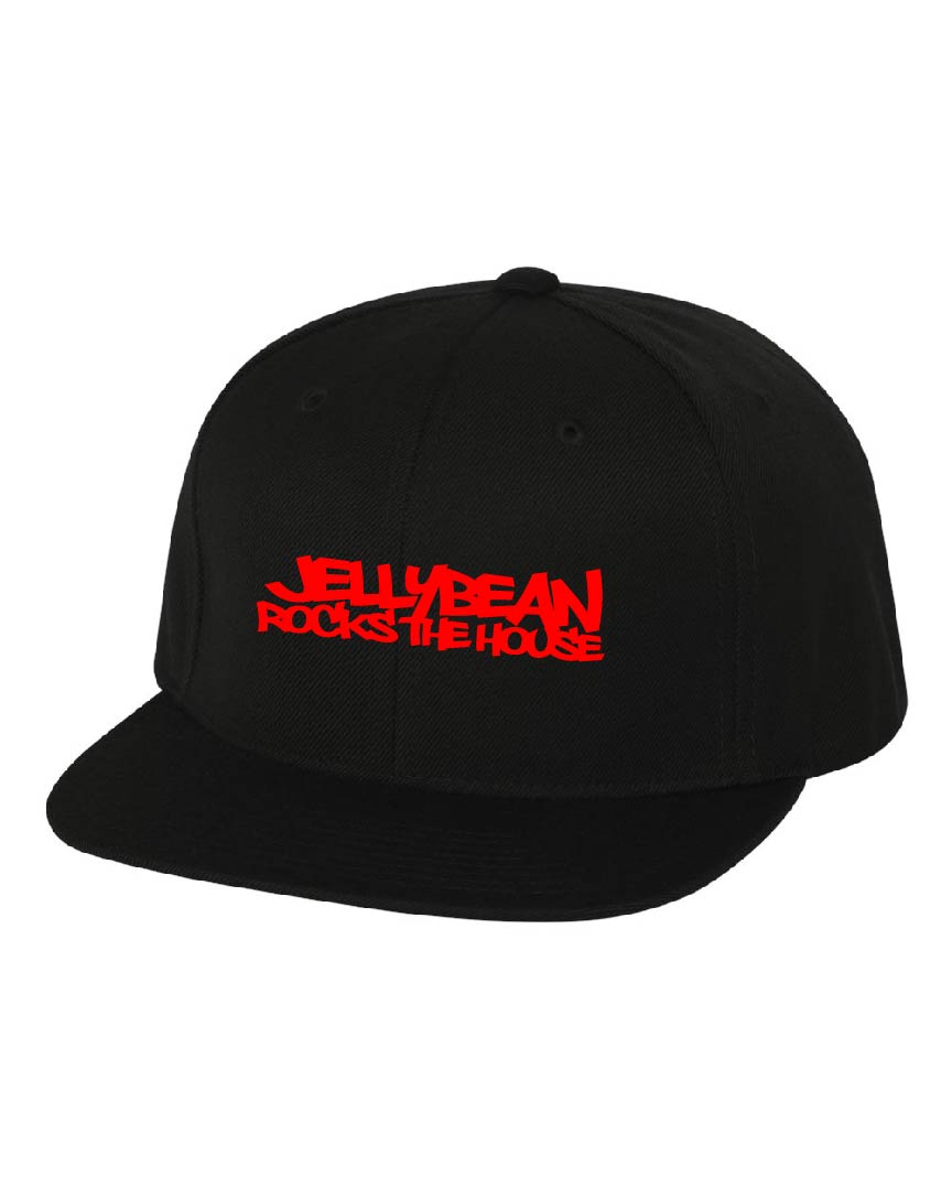 Jellybean Rocks The House Baseball Cap - Black with Red Embroidery